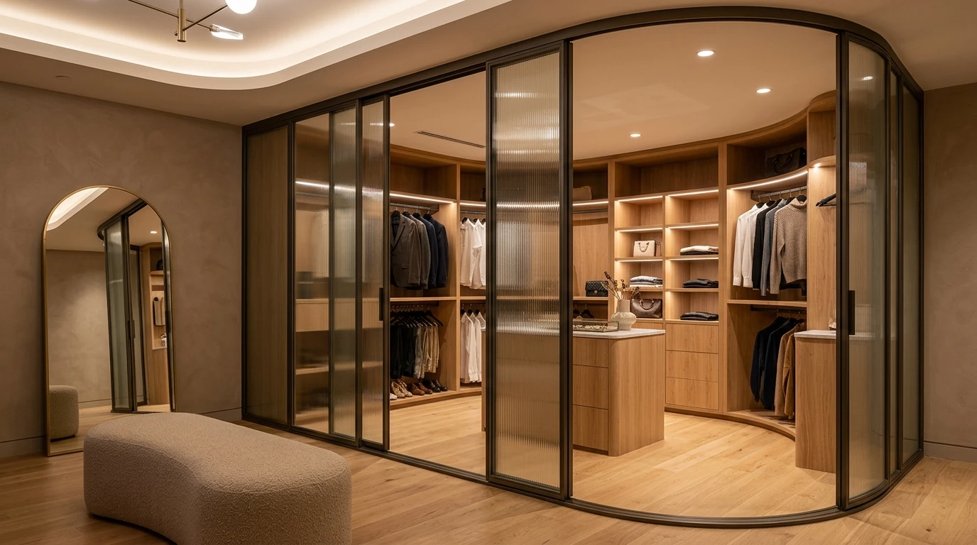 Радиусная дверь с тонированным стеклом в переговорную — фото 6